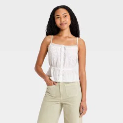 Women's Embroidered Cotton Cami - Universal Thread™ White M