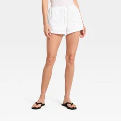 Women's High-Rise Cutwork Paisley Pull-On Shorts - Universal Thread™ White XS