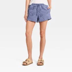 Women's High-Rise Cutwork Paisley Pull-On Shorts - Universal Thread™ Slate Blue S