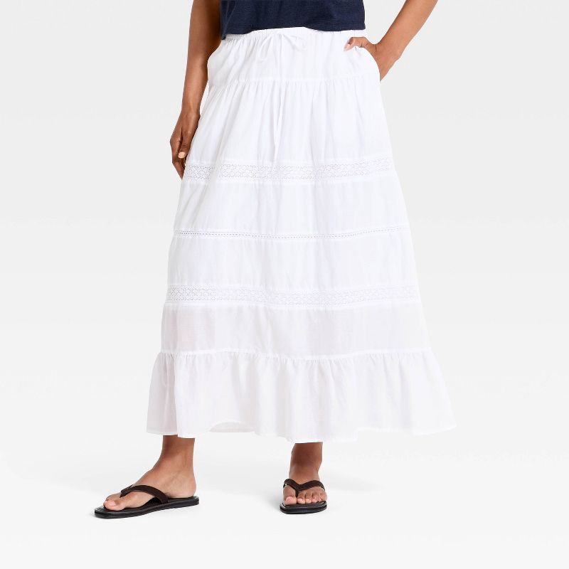 slide 1 of 3, Women's Lace Maxi Full Skirt - Universal Thread™ White S, 1 ct