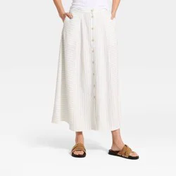 Women's Maxi A-Line Skirt - Universal Thread™ Light Blue Striped L