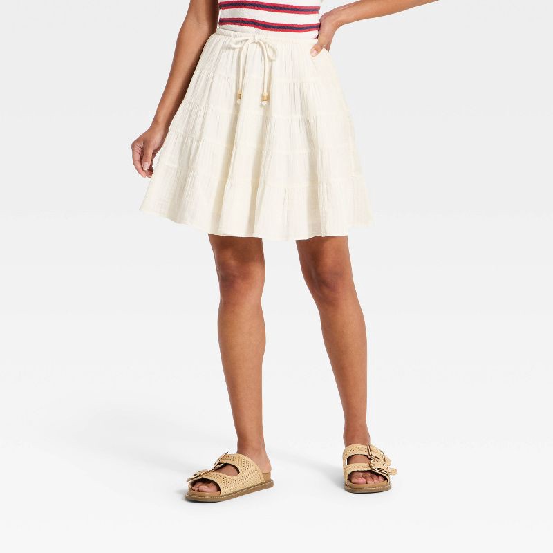 slide 1 of 3, Women's Tiered Mini Full Skirt - Universal Thread™ White L, 1 ct