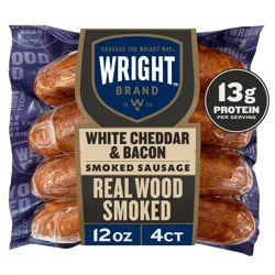 Wright Wood Smoked White Cheddar & Bacon Sausage - 12oz
