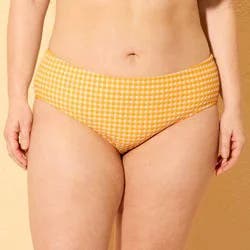 Women's Gingham Full Coverage Bikini Bottom - Shade & Shore™ Orange 3X