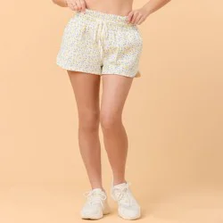 Blogilates Women's Mommy & Me Marshmallow Dolphin Shorts - White Floral Print S