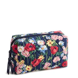 Vera Bradley Poppy Meadow Essential Medium Storage Travel Pouch - Navy Blue