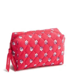Vera Bradley Hibiscus Bluebell Ditsy Essential Small Storage Travel Pouch - Red
