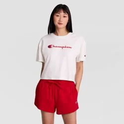 Champion Women's Iconic Cropped Short Sleeve T-Shirt - Bright White XXL
