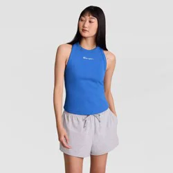 Champion Women's Iconic Essentials Ribbed Tank Top - Blue XXL