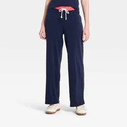 Women's Mid-Rise Rib Knit Full Pull-On Pants - Universal Thread™ Navy Blue S