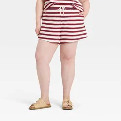 Women's Mid-Rise Knit Pull-On Shorts - Universal Thread™ Blue Striped XXL
