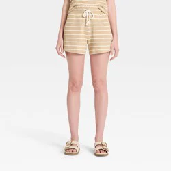 Women's Mid-Rise Knit Pull-On Shorts - Universal Thread™ Tan Striped XL