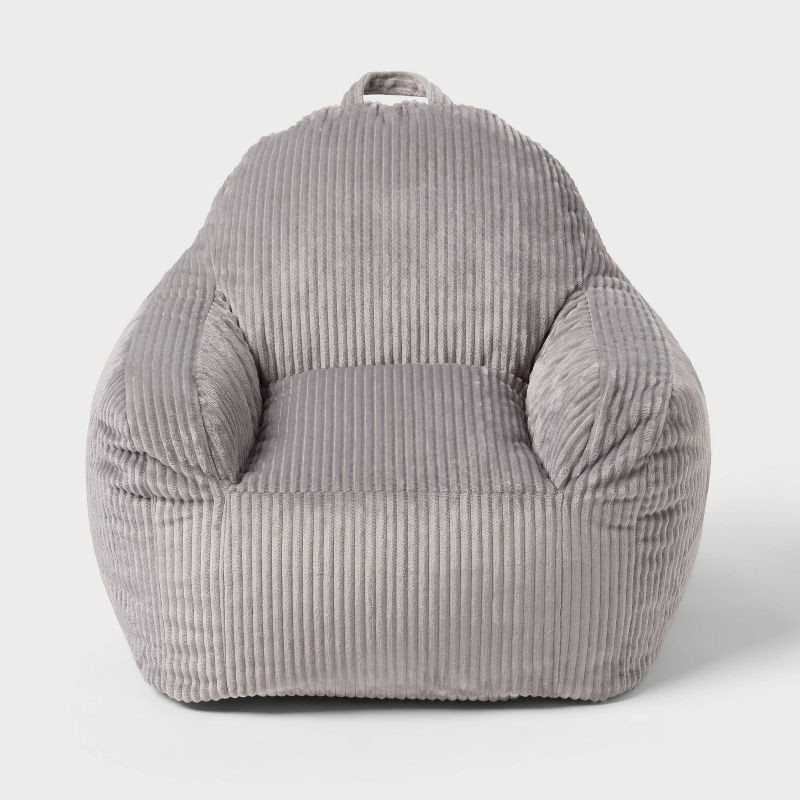 slide 1 of 5, Everyday Corduroy Kids' Bean Bag Chair Gray - Pillowfort™, 1 ct