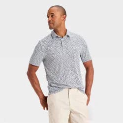 Men's Comfort Wear Polo Shirt - Goodfellow & Co™ Blue Drink Print XL