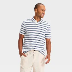Men's Short Sleeve 2-Button Terry Coth Polo Shirt - Goodfellow & Co™ Blue XXL
