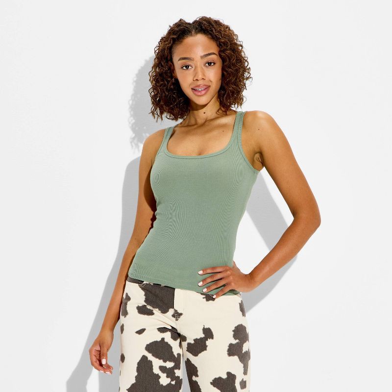 slide 3 of 3, Women's Long & Lean Tank Top - Wild Fable™ Fern Green S, 1 ct