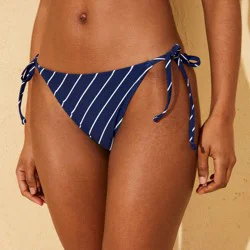 Women's Striped Low-Rise Side-Tie High Leg Medium Coverage Bottom - Shade & Shore™ Multi M