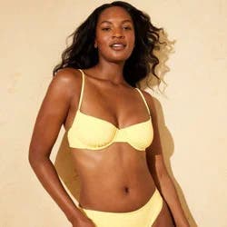 Women's Seersucker Balconette Underwire Bikini Top - Shade & Shore™ Yellow M