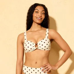Women's Polka Dot Ring Bandeau Bikini Top - Shade & Shore™ Cream L