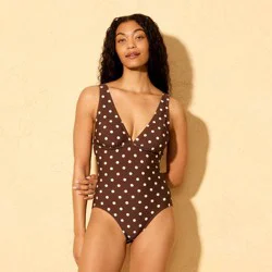 Women's Polka Dot Tummy Control Full Coverage One Piece Swimsuit - Shade & Shore™ Multicolor L