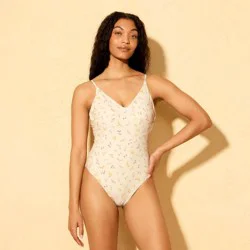 Women's Ditsy Floral Plunge Extra High Leg Cheeky Coverage One Piece Swimsuit - Shade & Shore™ Multi XS