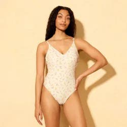 Women's Ditsy Floral Plunge Extra High Leg Cheeky Coverage One Piece Swimsuit - Shade & Shore™ Multi M