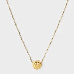 Tiny Tags 14K Gold Ion Plated Sea Shell Necklace - Gold