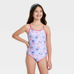 Girls' Lilo & Stitch Americana Stars One Piece Swimsuit - Blue/Red XS