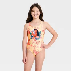Girls' Moana One Piece Swimsuit - Yellow/Orange L
