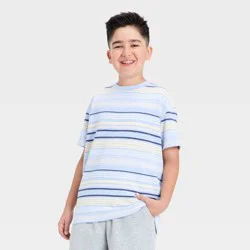 Boys' Short Sleeve Terry Knit Striped T-Shirt - art class™ Blue M