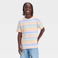 Boys' Short Sleeve Terry Knit Striped T-Shirt - art class™ Off- White M