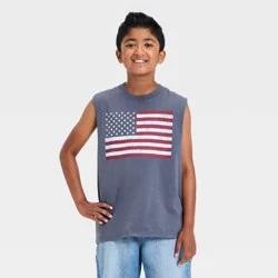 Boys' American Flag Graphic Tank Top - art class™ Blue M