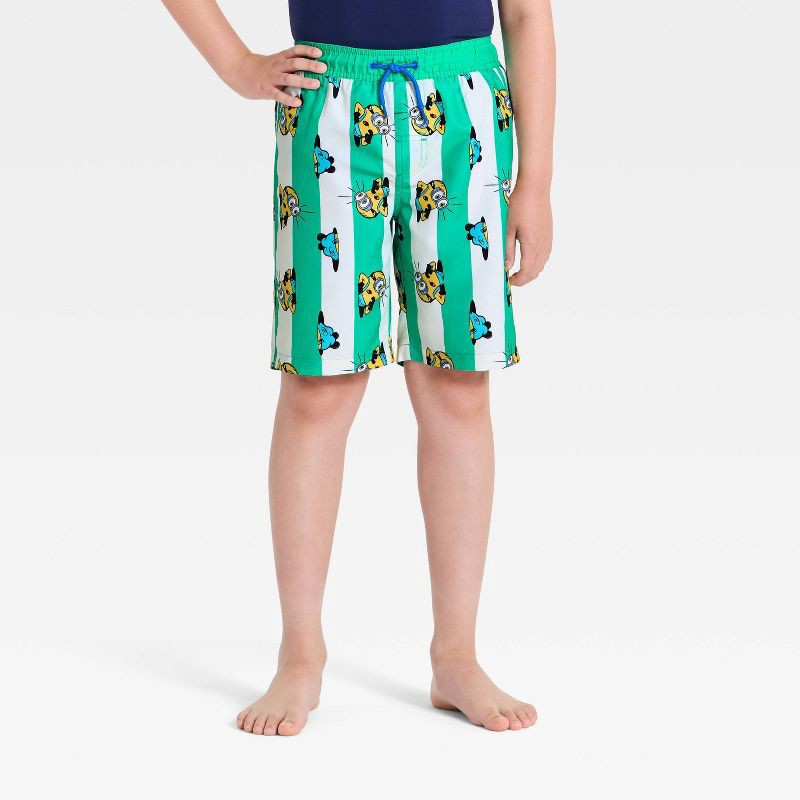 slide 1 of 3, Universal Boys' Minions Cabana Striped Swim Trunks - Green XS, 1 ct