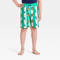 Universal Boys' Minions Cabana Striped Swim Trunks - Green XS