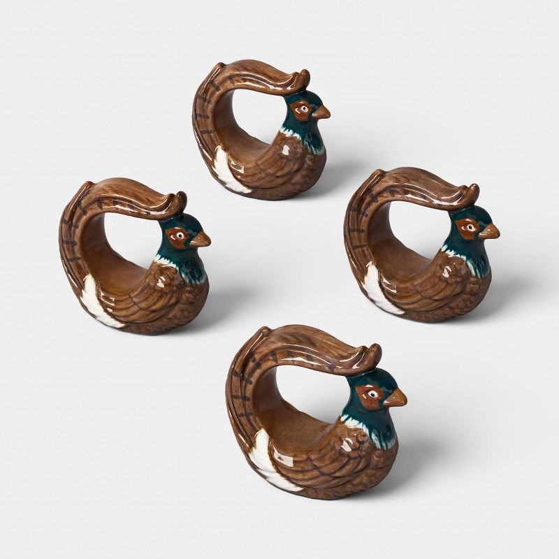slide 1 of 3, 4pk Pheasant Napkin Rings - Threshold™, 4 ct