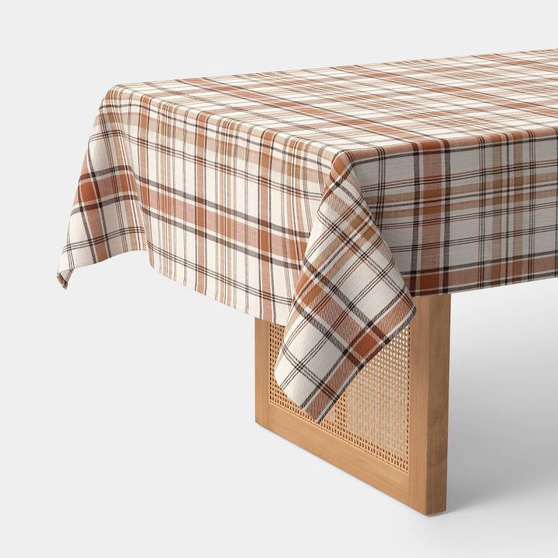 slide 1 of 4, 84"x60" Plaid Tablecloth Tan - Threshold™, 84 in x 60 in