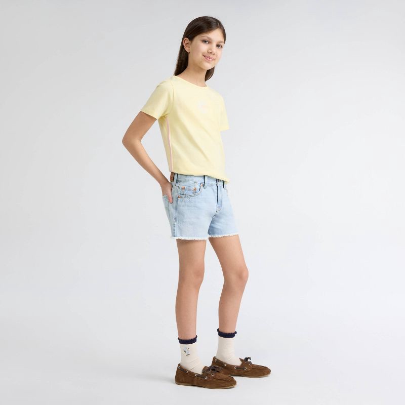 slide 1 of 8, Levi's® Girls' Mid-Rise Frayed Cutoff Jean Shorts - Light Blue Denim 8, 1 ct