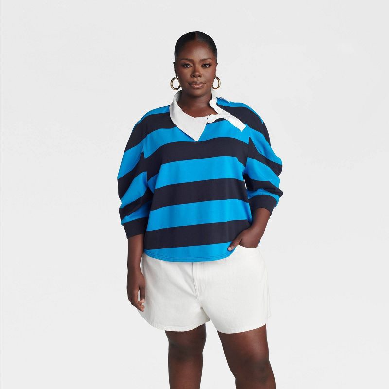 slide 1 of 3, KBB by KAHLANA Women's 'The Striped Crewneck T-Shirt' - Navy Blue XXL, 1 ct