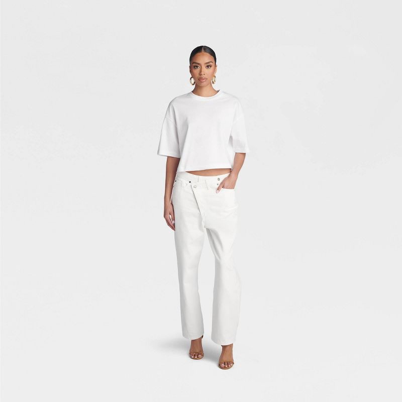 slide 1 of 2, KBB by KAHLANA Women's Mid-Rise Tapered Leg 'The Dylan Jean' - White 12, 1 ct