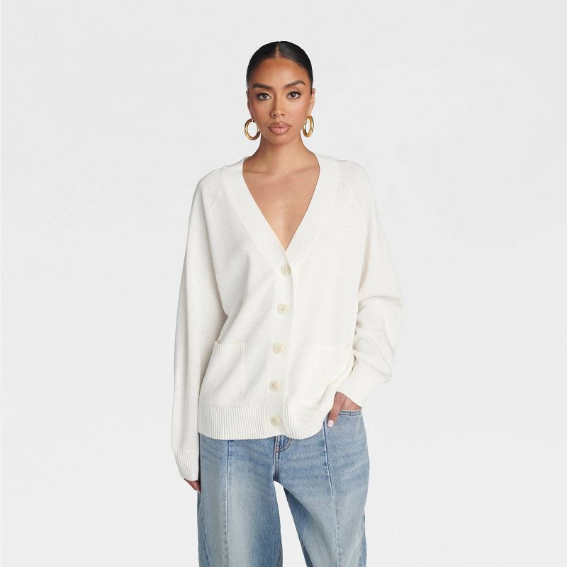 slide 1 of 3, KBB by KAHLANA Women's 'The Grandpa Cardi Sweater' - Cream S, 1 ct