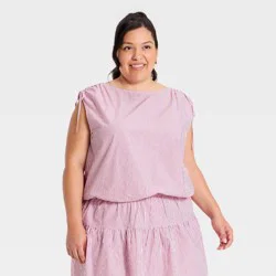 Women's Tie Detail Top - A New Day™ Red Striped XXL
