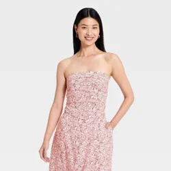 Women's Linen Tie Back Tube Top - A New Day™ Red M