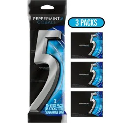 5 Gum Peppermint Chewing Gum - Cobalt - 45ct/3pk