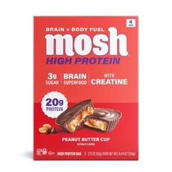 MOSH Peanut Butter Cup High Protein Bars with Creatine - 20g Protein - 8.44oz/4ct