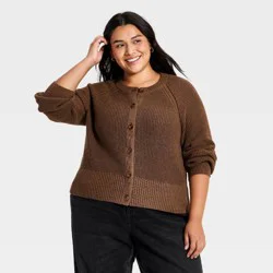 Women's Iconic Cotton Cardigan - Universal Thread™ Brown XXL