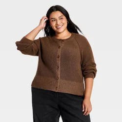 Women's Iconic Cotton Cardigan - Universal Thread™ Brown XXL