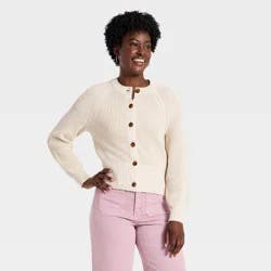 Women's Iconic Cotton Cardigan - Universal Thread™ Oatmeal XS