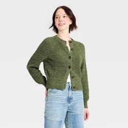 Women's Iconic Cotton Cardigan - Universal Thread™ Olive Green L