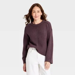 Women's Heritage Crewneck Pullover Sweater - Universal Thread™ Burgundy S