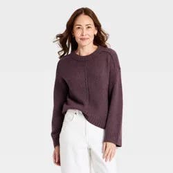 Women's Heritage Crewneck Pullover Sweater - Universal Thread™ Burgundy S